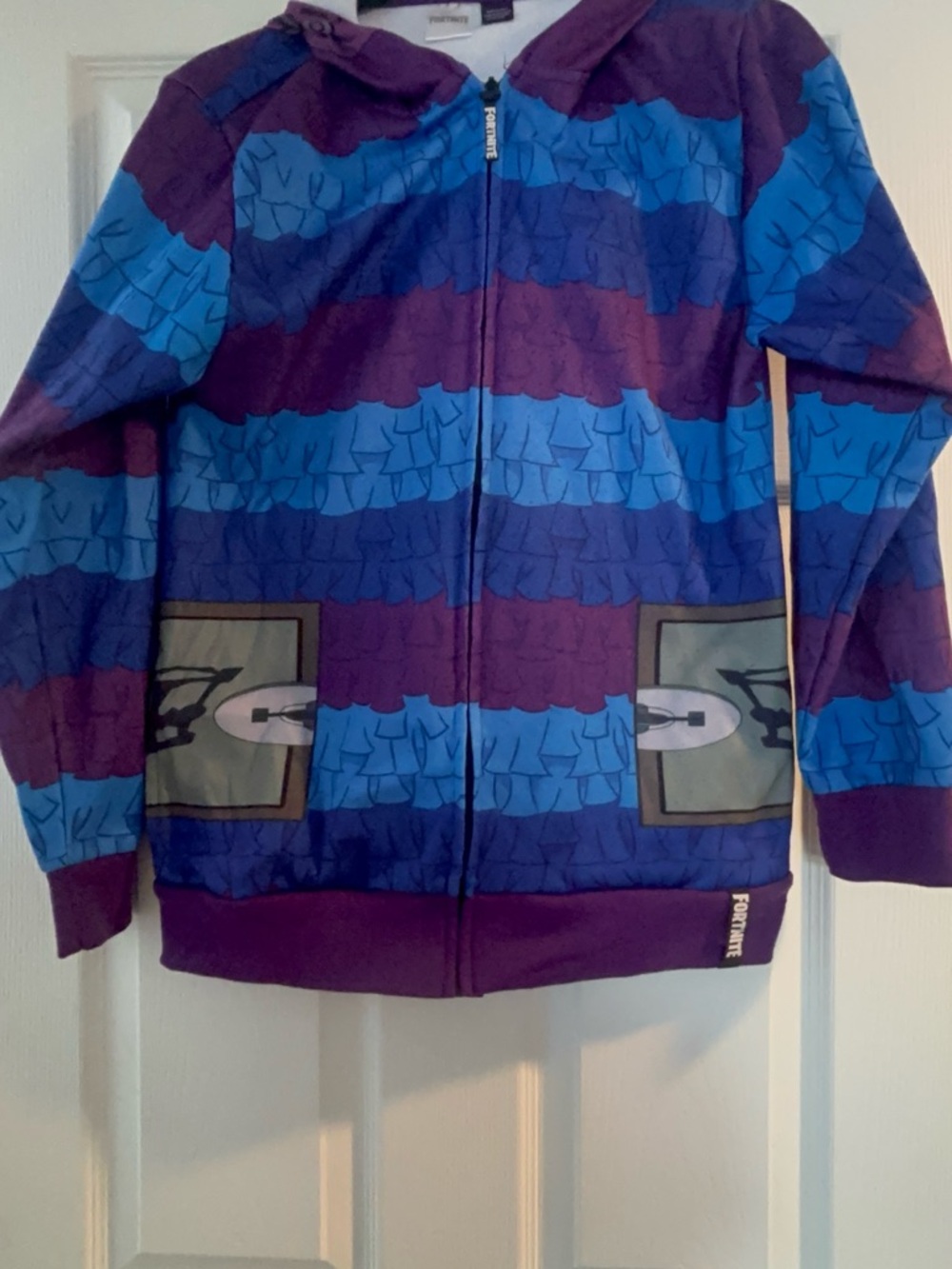 Kids' Purple & Blue Fortnite Striped Zip Hoodie 14/16